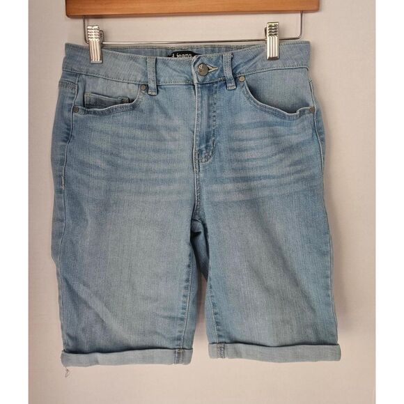d.jeans Pull-On Bermuda Shorts Light Wash Denim Size 4 Comfy Summer Casual - Picture 1 of 5